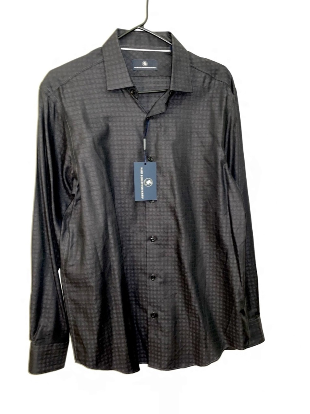 Hart Schaffner Marx Men's Black Shirt Medium Button Down Matte NWT